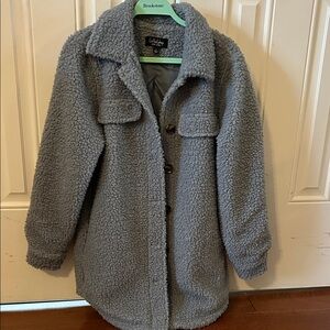 CoffeeShop Gray Sherpa Shacket